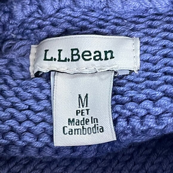 L.L. Bean Chunky Cable Knit Cotton Turtleneck Sweater M — Cozy Cottagecore Pullo - Picture 5 of 14